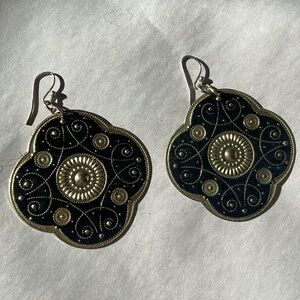 Black and “gold” plated earrings
